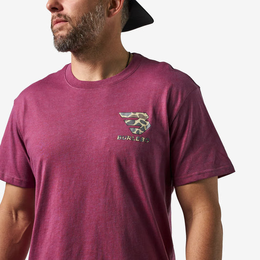 Short Sleeve Tee - Flying B Classic Deer Camo - Heather Wine