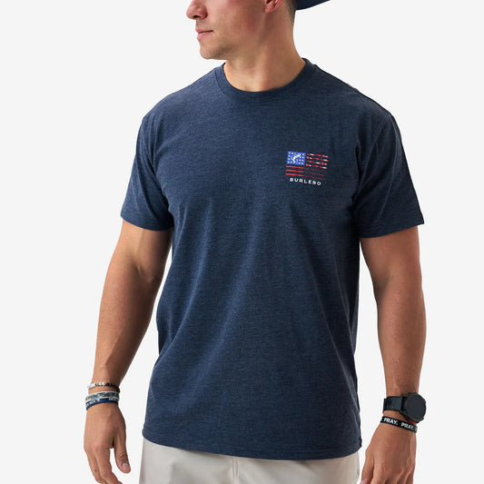 Short Sleeve Tee - Fishing USA - Heather Navy