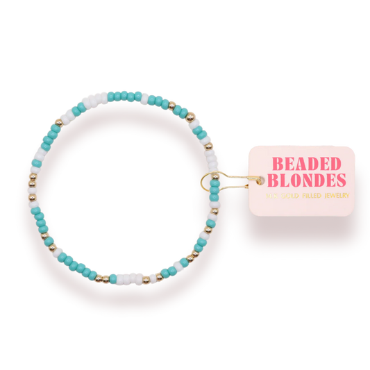 Turquoise and White Sprinkle Bracelet