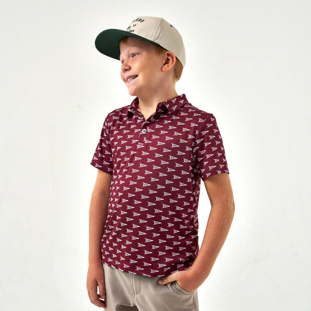 Youth Performance Polo - Howdy Pennants Maroon