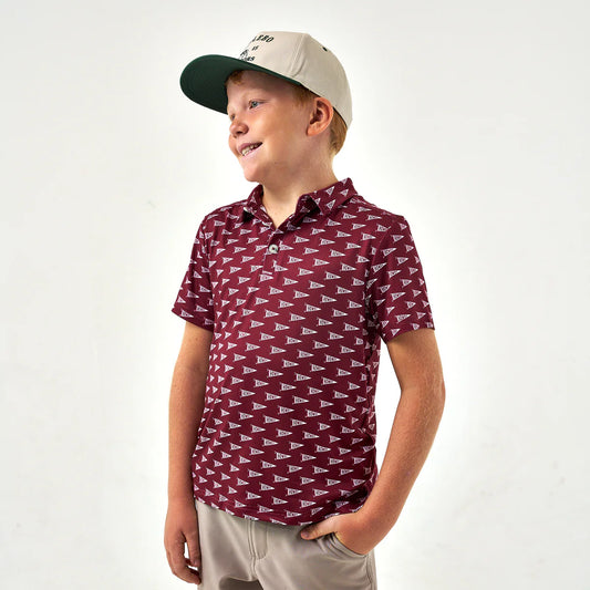 Youth Performance Polo - Howdy Pennants Maroon
