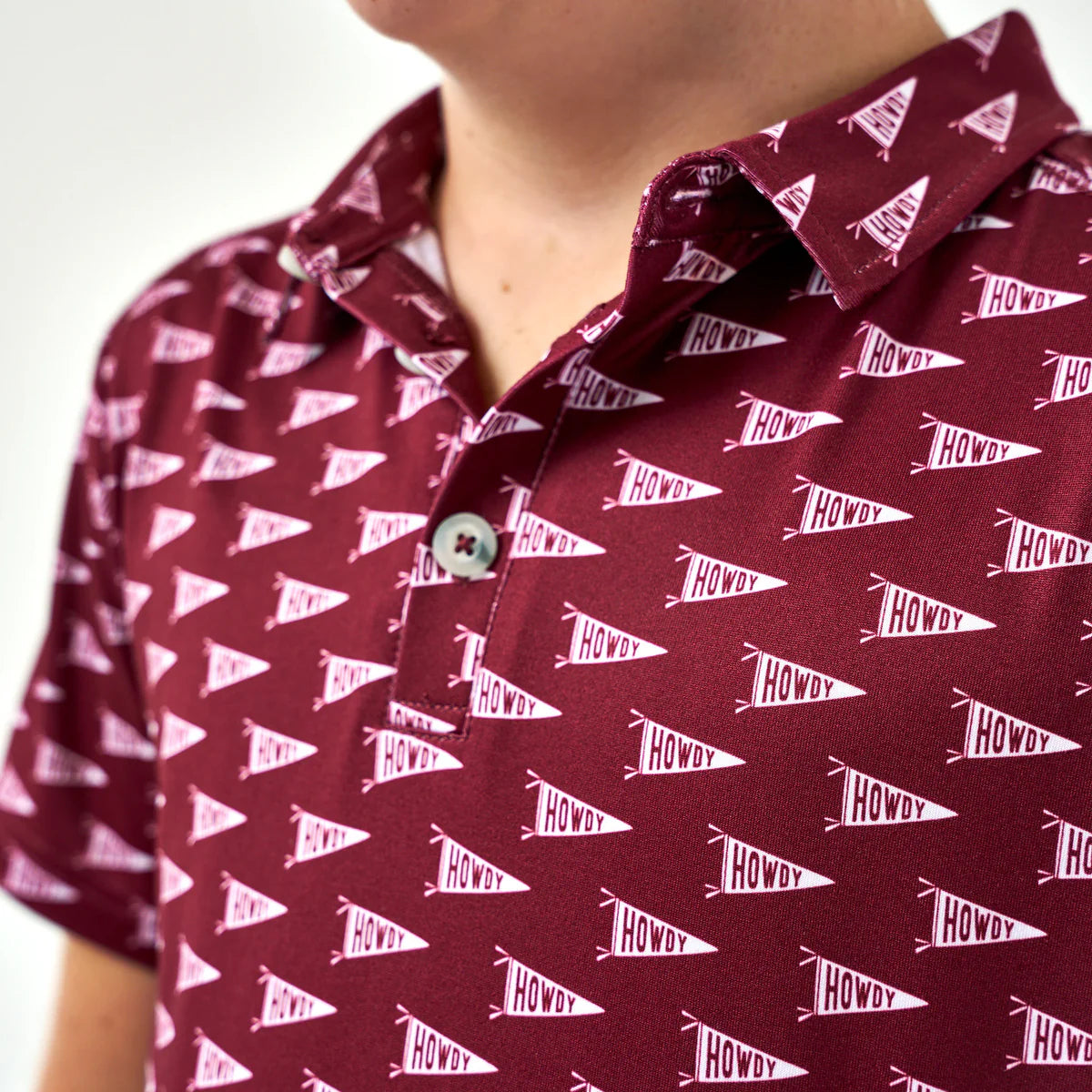 Youth Performance Polo - Howdy Pennants Maroon