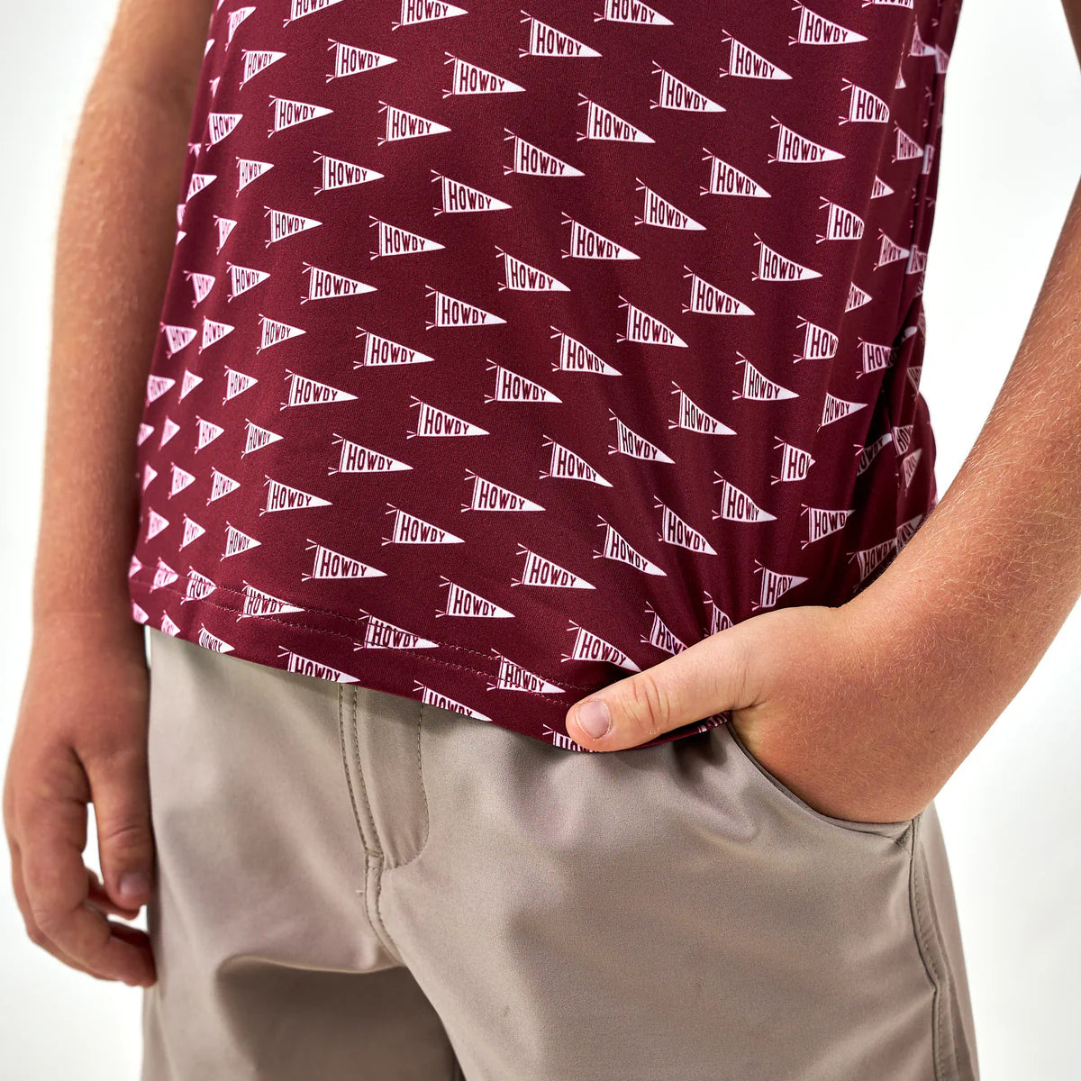 Youth Performance Polo - Howdy Pennants Maroon