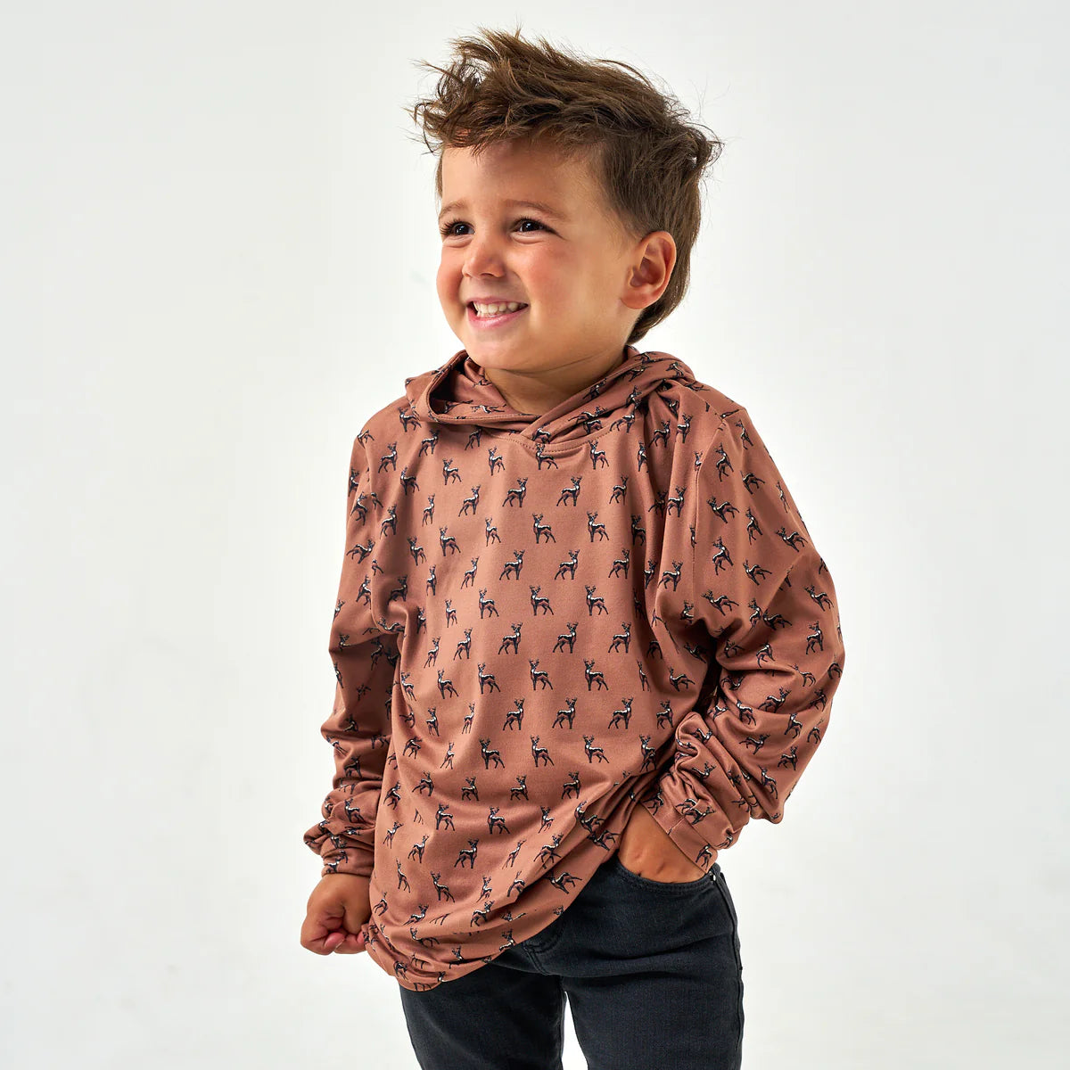 Youth Performance Hoodie - Whitetail Deer - Brown