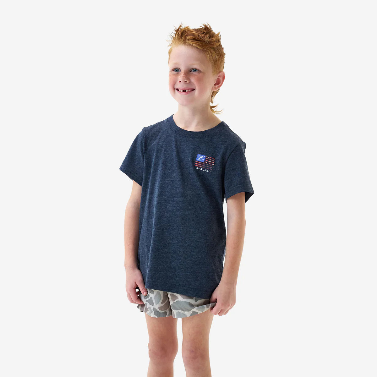 Youth Short Sleeve Tee - Fishing USA - Heather Navy