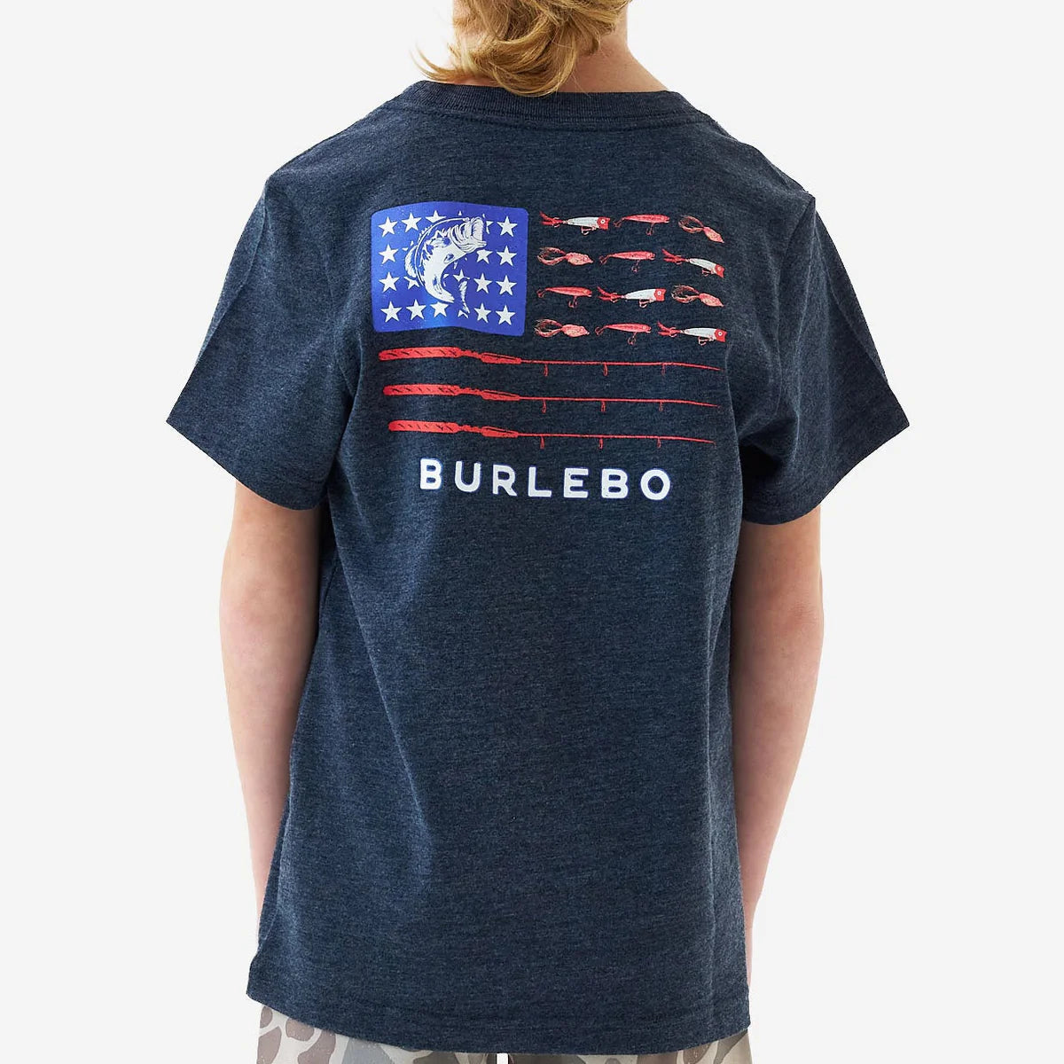 Youth Short Sleeve Tee - Fishing USA - Heather Navy
