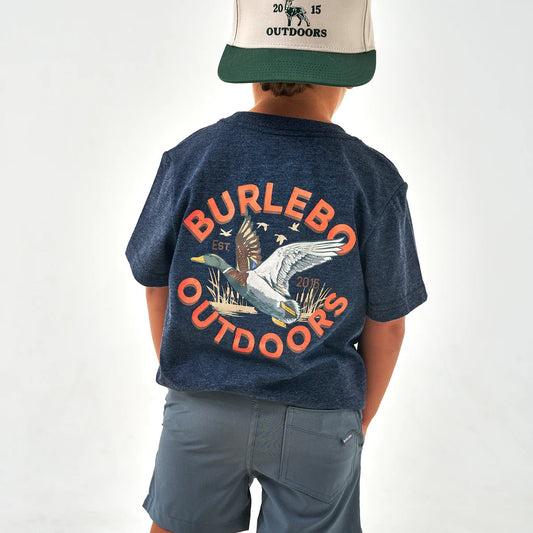 Old School Duck Hunt Youth SS Tee - Heather Navy