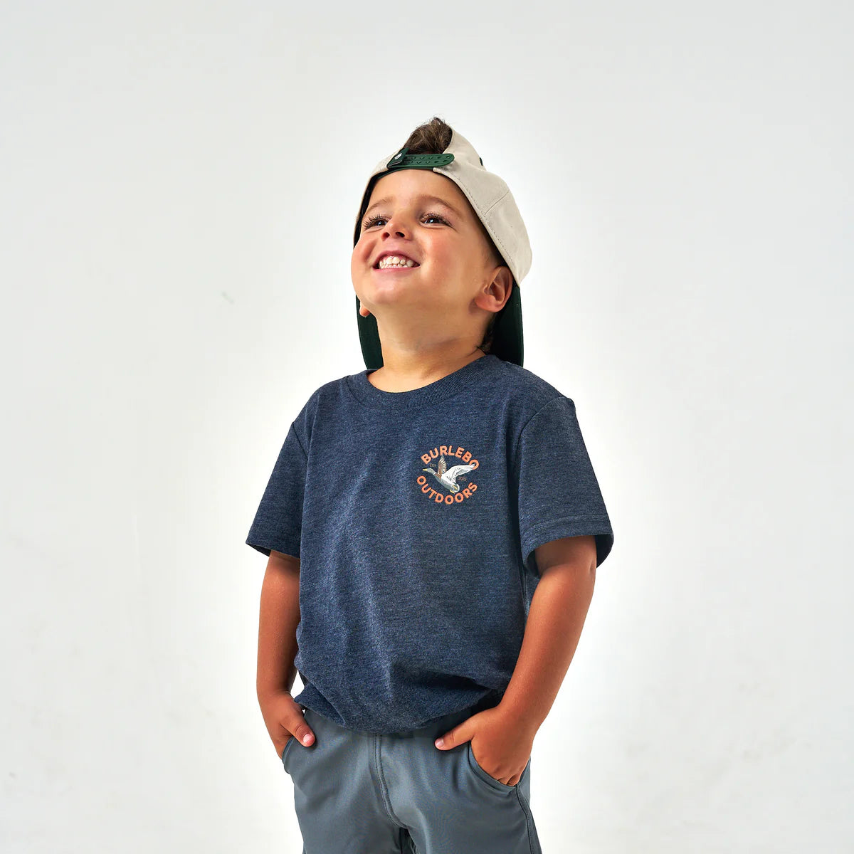 Old School Duck Hunt Youth SS Tee - Heather Navy