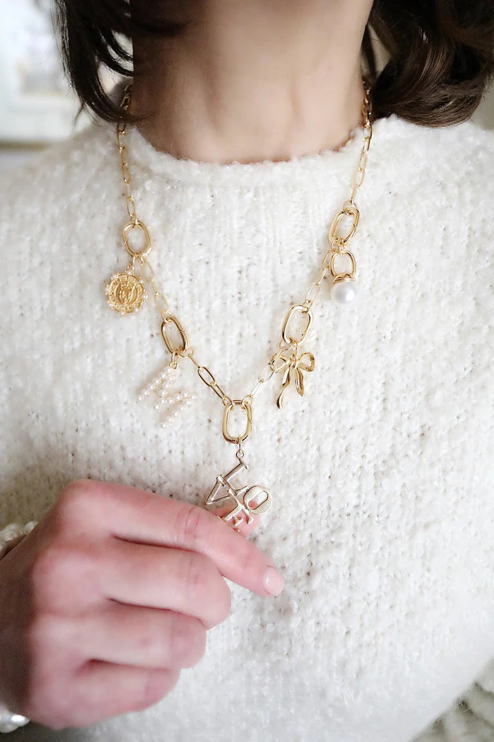 Avery Multi-Charm Collector  Necklace Base in Shiny Gold