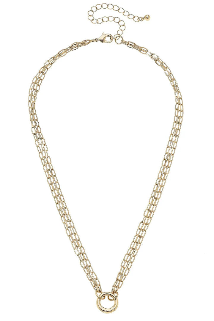 Celia 3-Row Dainty Charm  Necklace Base in Shiny Gold