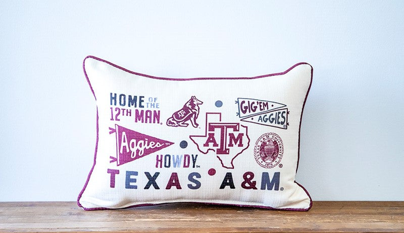 Texas A&M Collegiate Cluster Pillow - Piping Garnet
