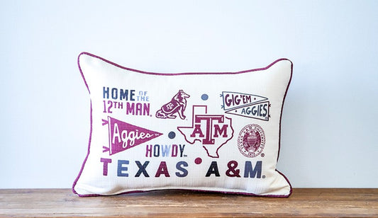Texas A&M Collegiate Cluster Pillow - Piping Garnet