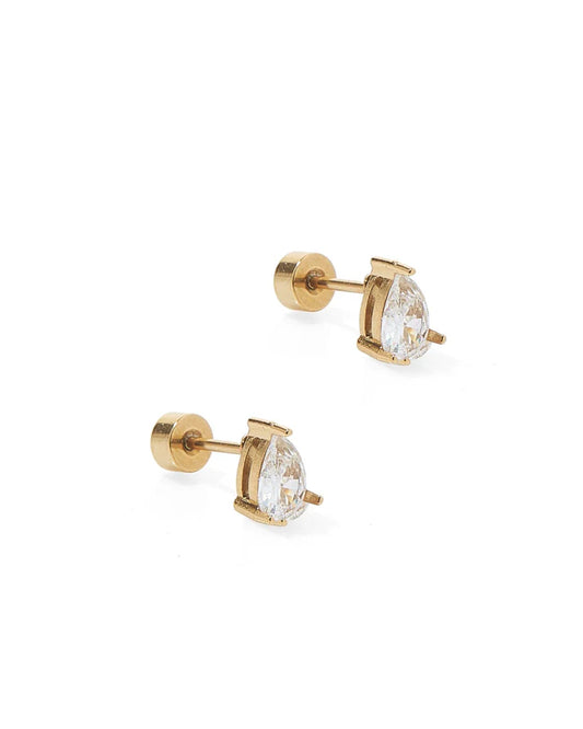 Paige Pear - Screwback Stud Earring