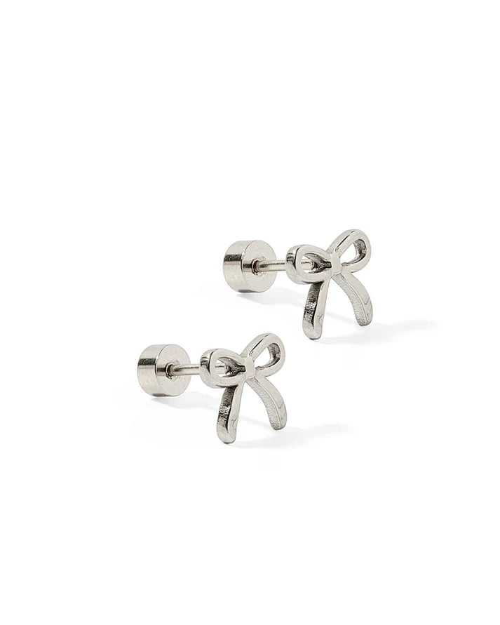Sadie Bow Silver- Screwback Stud Earring