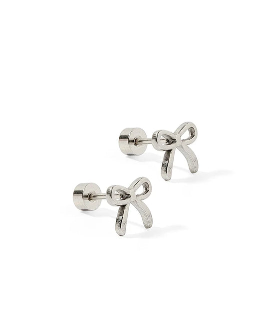 Sadie Bow Silver- Screwback Stud Earring