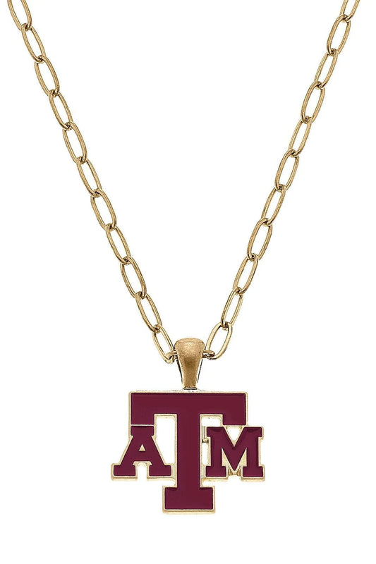 Texas A&M Aggies Enamel Pendant Necklace in Maroon
