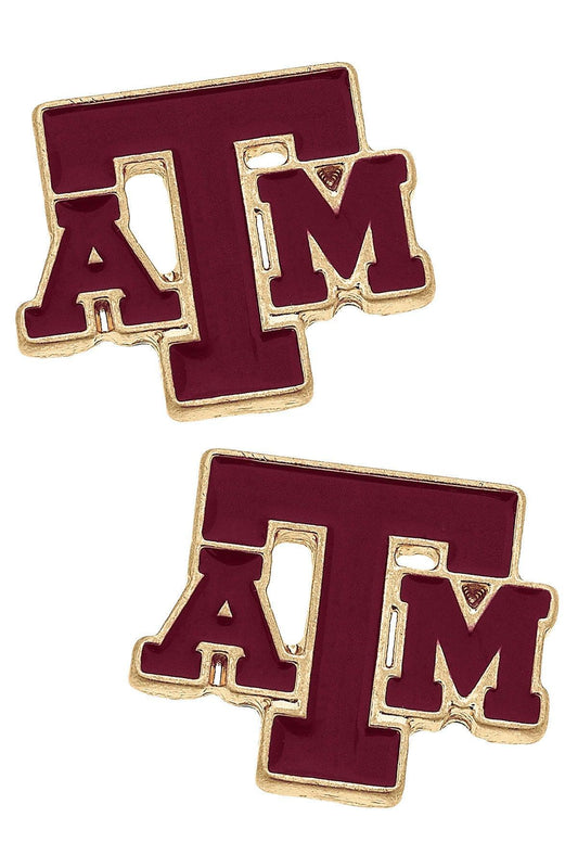 Texas A&M Stud Earring in Maroon