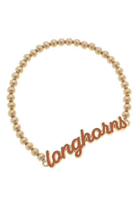 Texas Longhorns Enamel Script Stretch Bracelet in Burnt Orange & Satin Gold