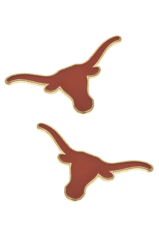 Texas Longhorn Enamel Stud Earring in Burnt Orange