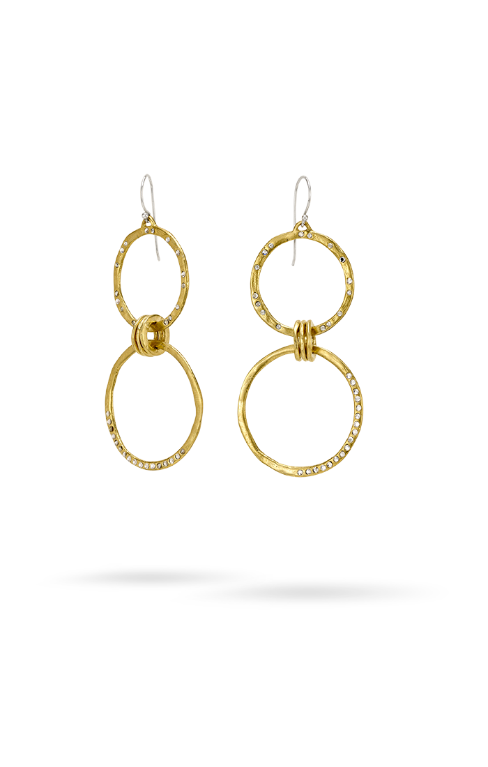 Amity Double Drop Hoop Earring-BR/SS/Crysta : Earring