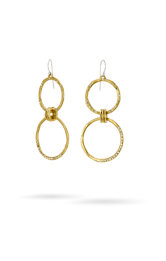 Amity Double Drop Hoop Earring-BR/SS/Crysta : Earring